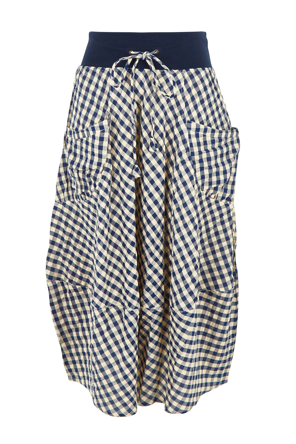 Product shot of the Guru Skirt in colour Navyseer (Blue), from the front