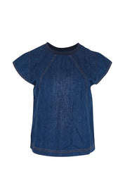 Product shot of the Leaf Top in colour Darkdenim (Blue), from the front