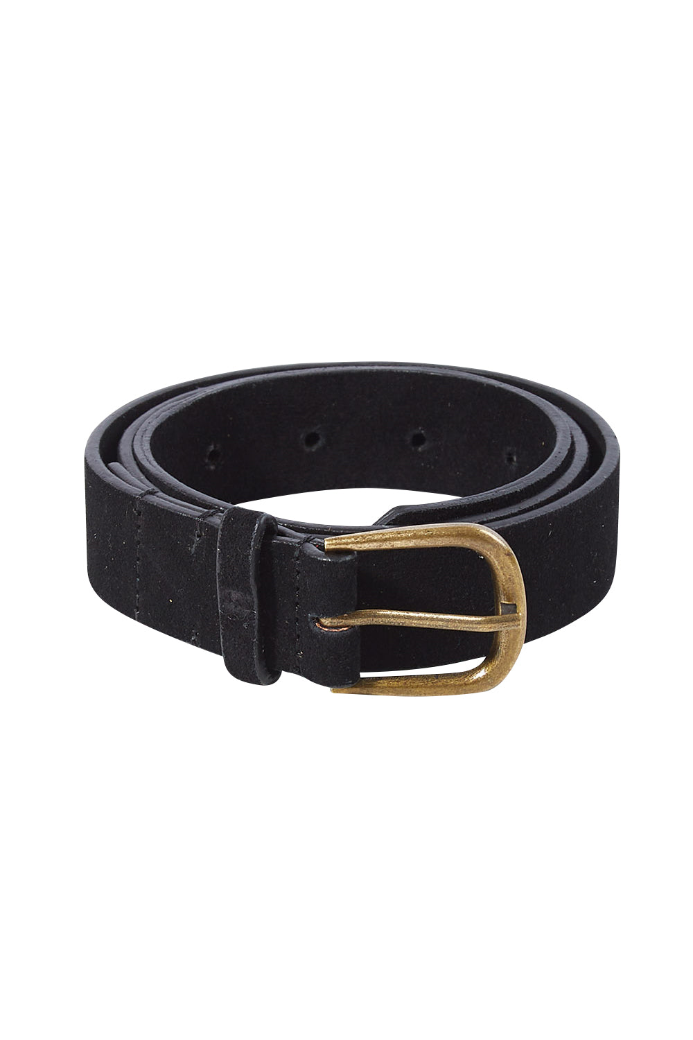 Product shot of the Hunter Belt in colour Blacksuede (Black), from the front
