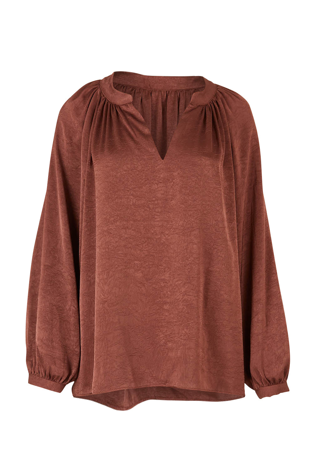 Product shot of the Diego Top in colour Cocoa, from the front