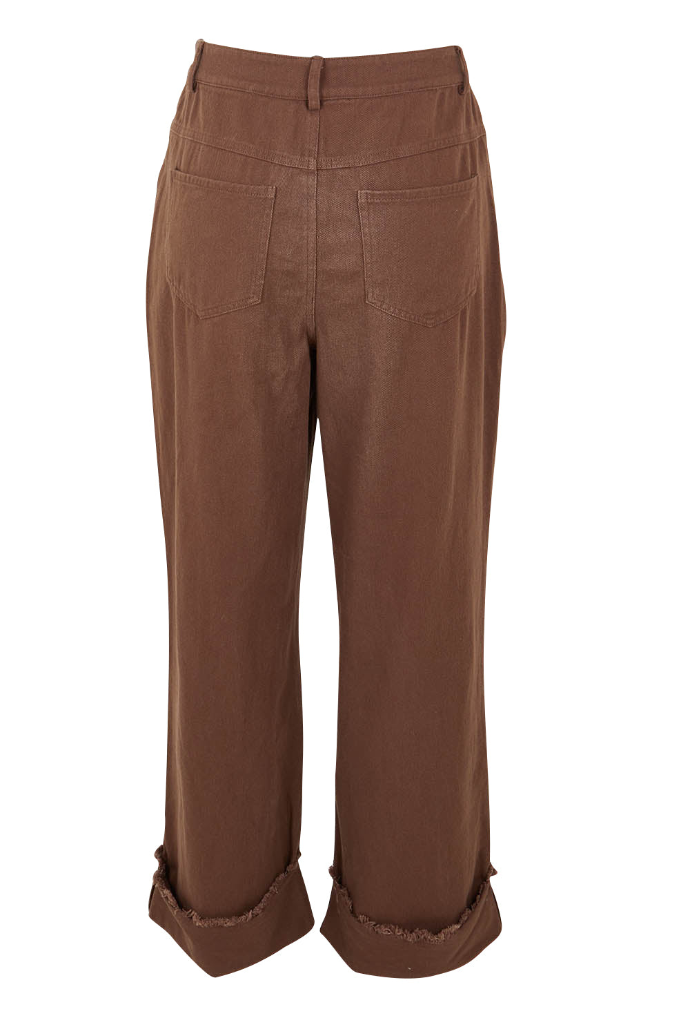 Product shot of the Leroy Pant in colour Chocolate, from the back
