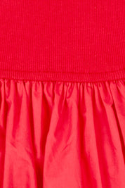 Product shot of the Daphne Cotton Blend Dress in colour Chilli (Red), detail