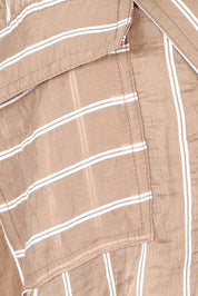 Product shot of the Portia Dress in colour Lattestrip, detail