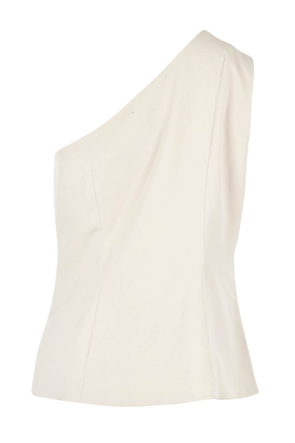 Product shot of the Rozalia Asymmetric Top in colour Oyster, from the back