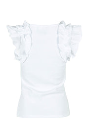 Product shot of the Frills Tank in colour White (White), from the back