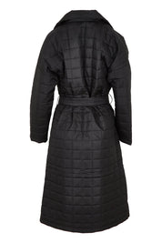 Product shot of the Bedford Longline Puffer in colour Black (Black), from the back