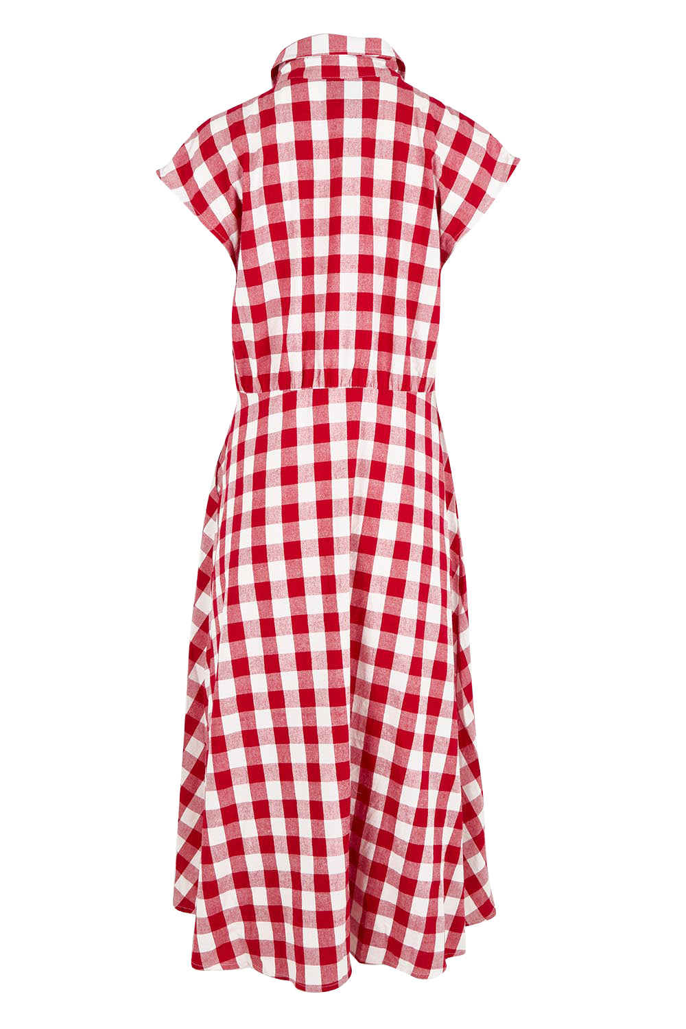 Product shot of the Musings Cotton Dress in colour Redgingham (Red), from the back