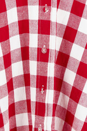 Product shot of the Musings Cotton Dress in colour Redgingham (Red), detail