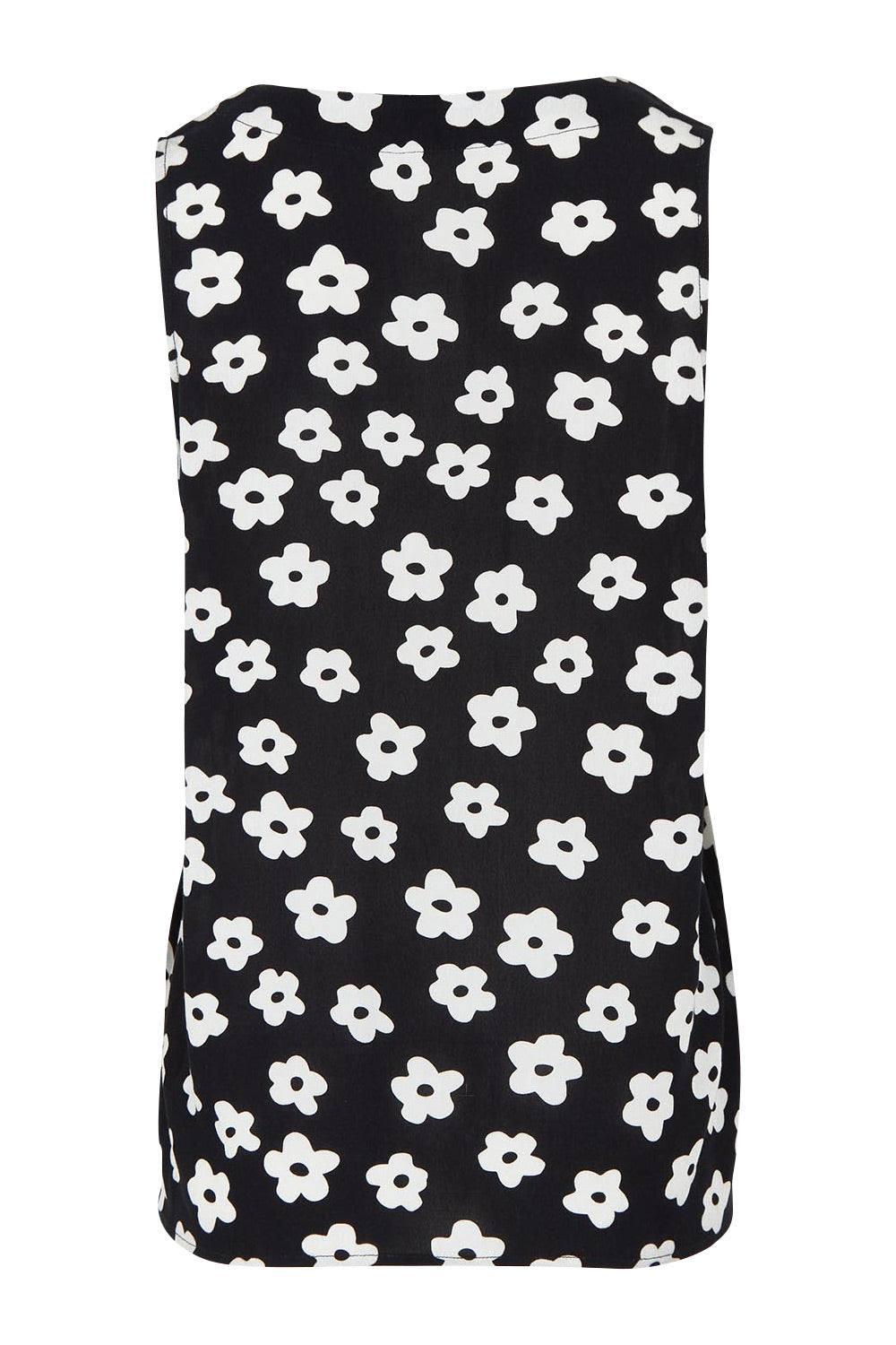 Product shot of the Veronica Top in colour Distydaisy (Black), from the back