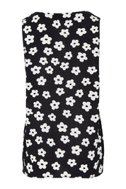 Product shot of the Veronica Top in colour Distydaisy (Black), from the back