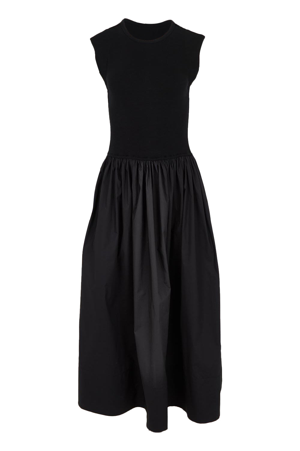 Product shot of the Daphne Cotton Dress in colour Black (Black), from the front