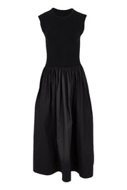 Product shot of the Daphne Cotton Dress in colour Black (Black), from the front