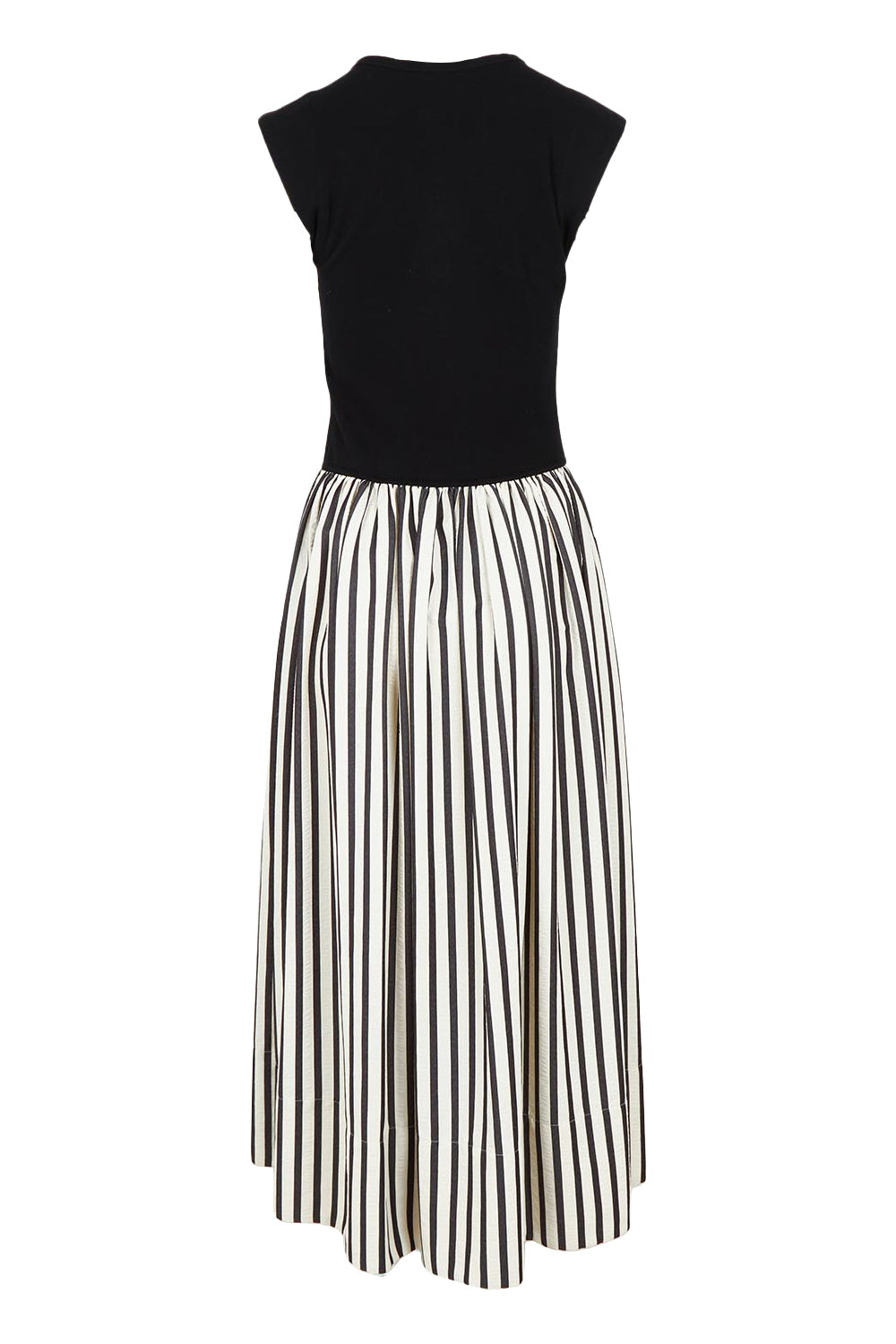 Product shot of the Daphne Dress in colour Blackstrip, from the back