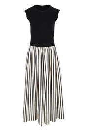 Product shot of the Daphne Dress in colour Blackstrip, from the front