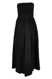 Product shot of the Avalon Cotton Linen Maxi Dress in colour Black (Black), from the back