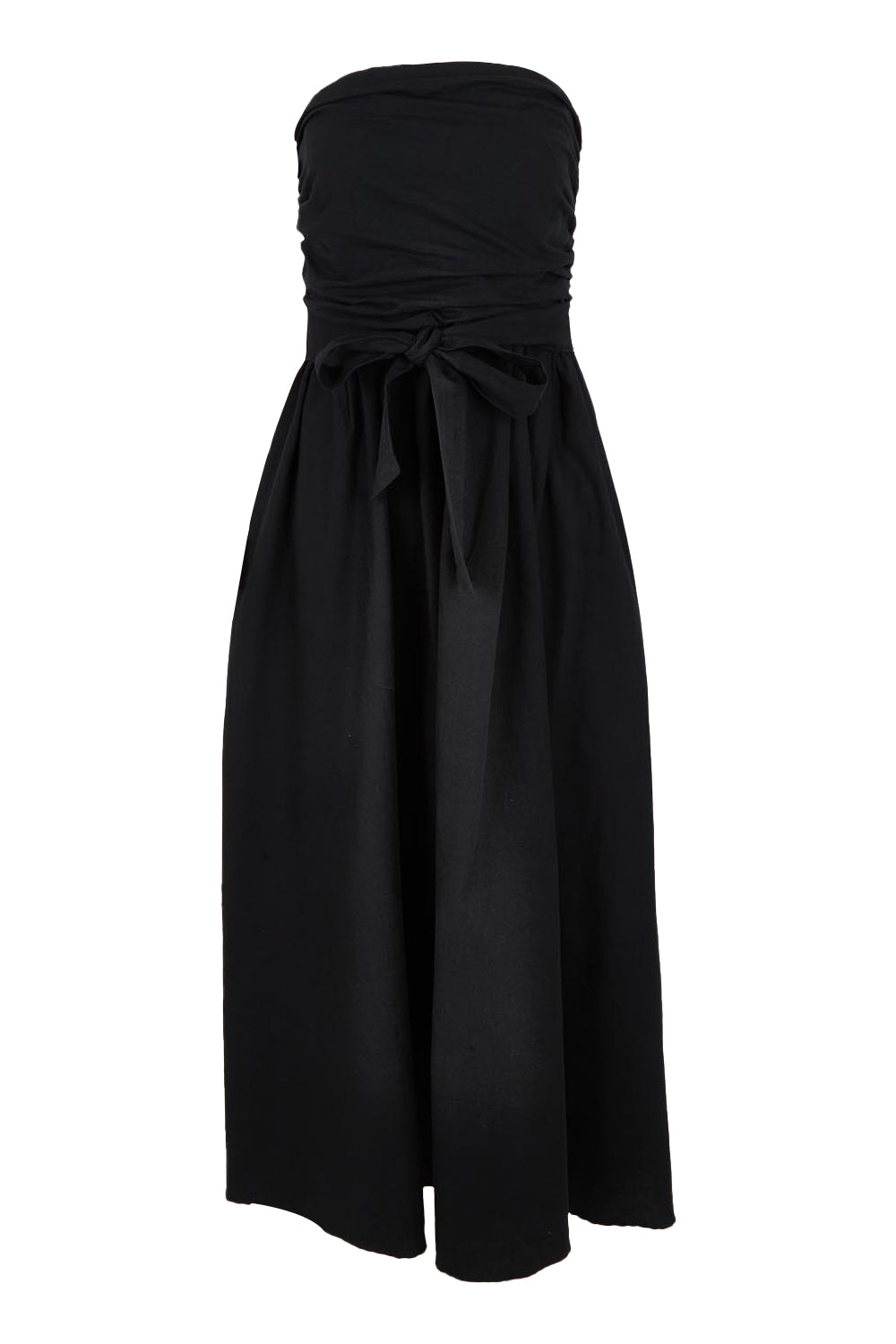 Product shot of the Avalon Cotton Linen Maxi Dress in colour Black (Black), from the front
