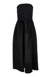 Product shot of the Avalon Cotton Linen Maxi Dress in colour Black (Black), from the front
