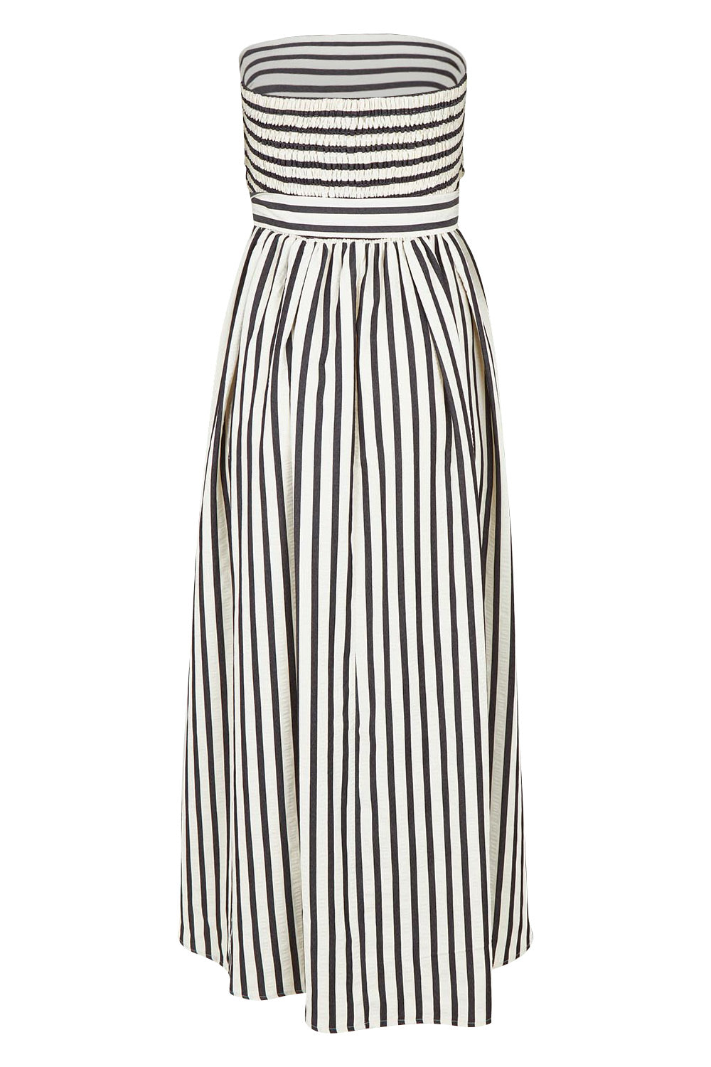 Product shot of the Avalon Dress in colour Blackstrip, from the back