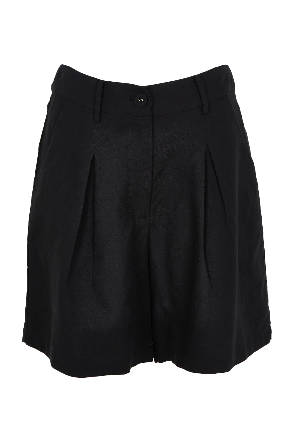 Product shot of the Eden Cotton Linen Blend Short in colour Black (Black), from the front