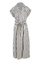 Product shot of the Portia Dress in colour Blackstrip, from the front