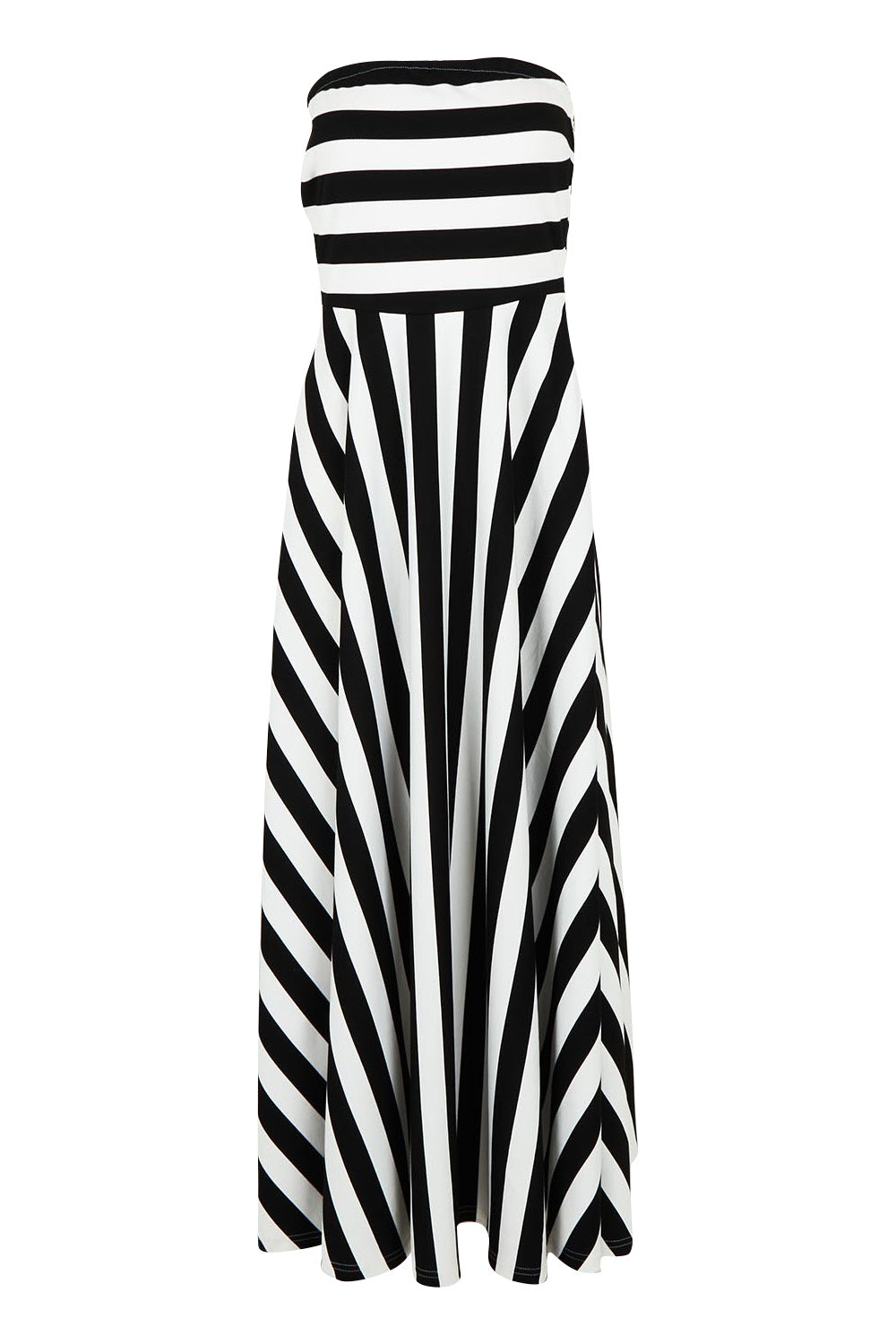 Product shot of the Thandie Strapless Dress in colour Blackwhit, from the front