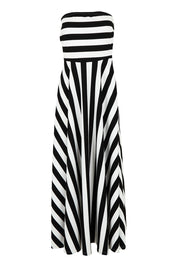 Product shot of the Thandie Strapless Dress in colour Blackwhit, from the front