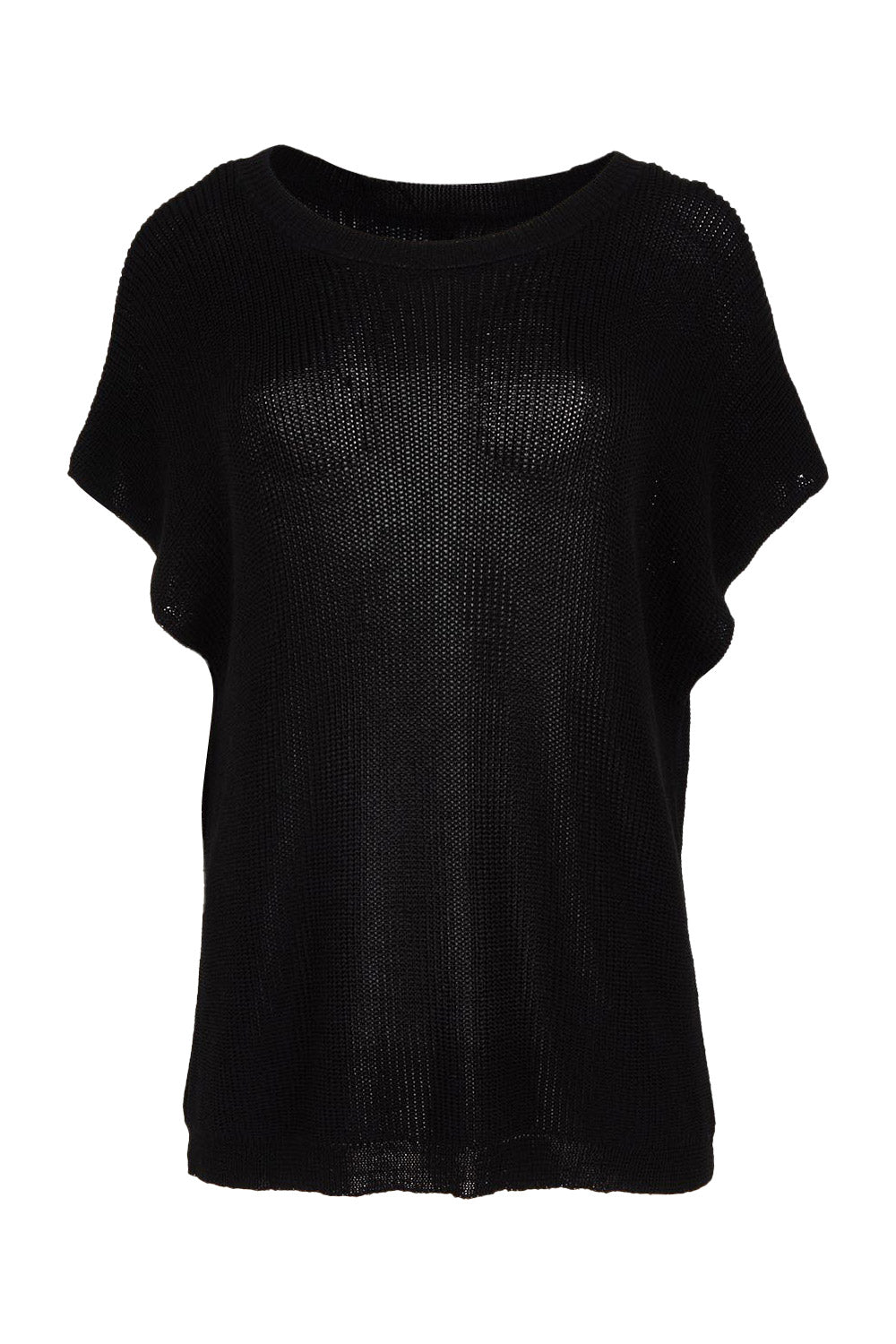 Product shot of the Limo Knit Tee in colour Black (Black), from the front