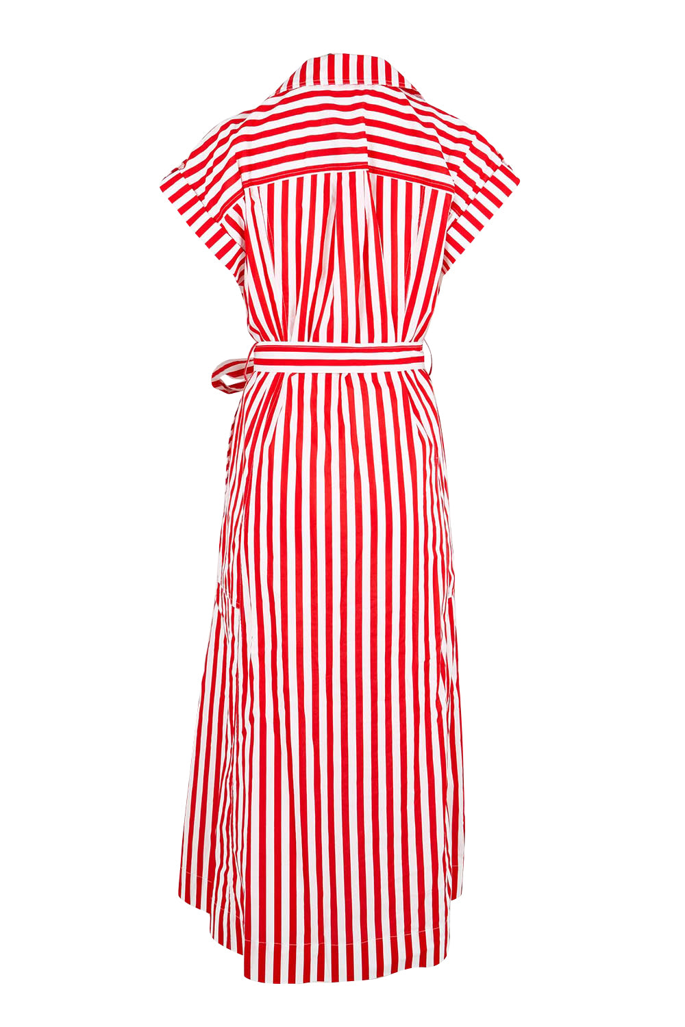 Product shot of the Portia Dress - Cherrystripe in colour Cherrystripe, from the back