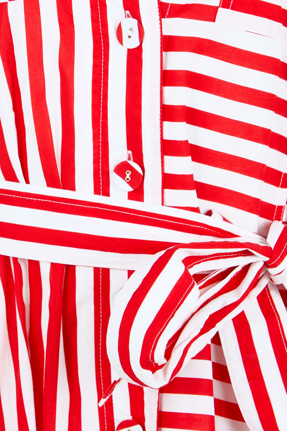 Product shot of the Portia Dress - Cherrystripe in colour Cherrystripe, showing detail