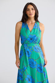 Model Genericm wearing size sample of the Remy Wrap Dress – Bloomsbury in colour Bloomsbury, from the front