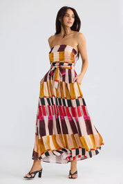 Model Genericm wearing size sample of the Avalon Dress – Painterly in colour Painterly, from the front