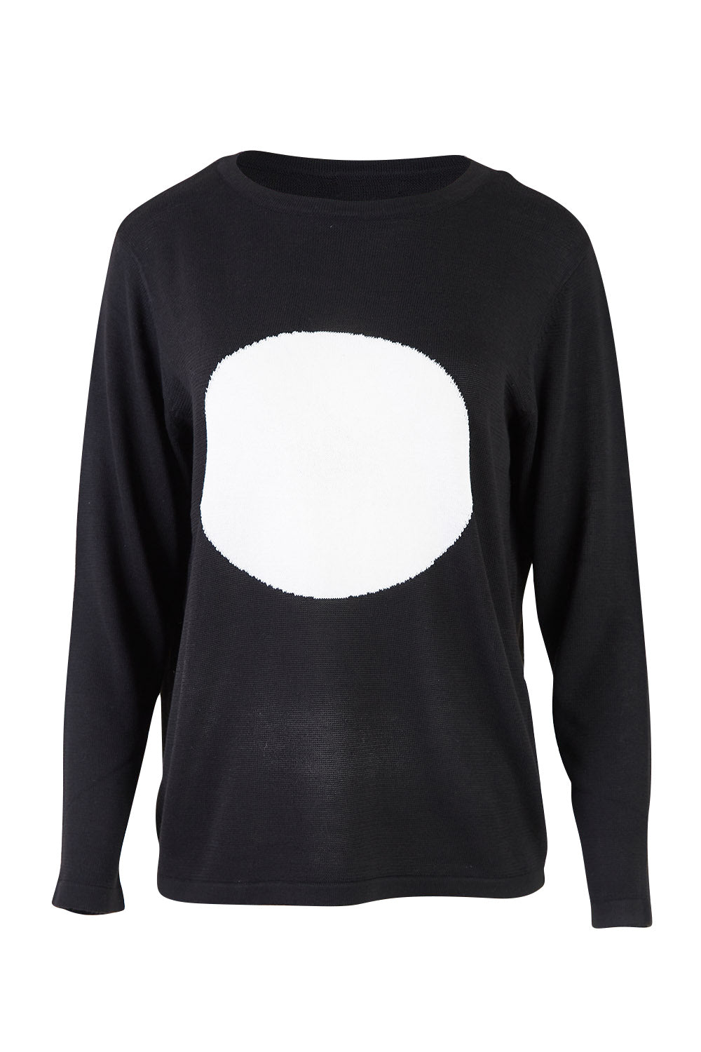 Product shot of the Petra Spot Knit in colour Blkwhite (Black), from the front