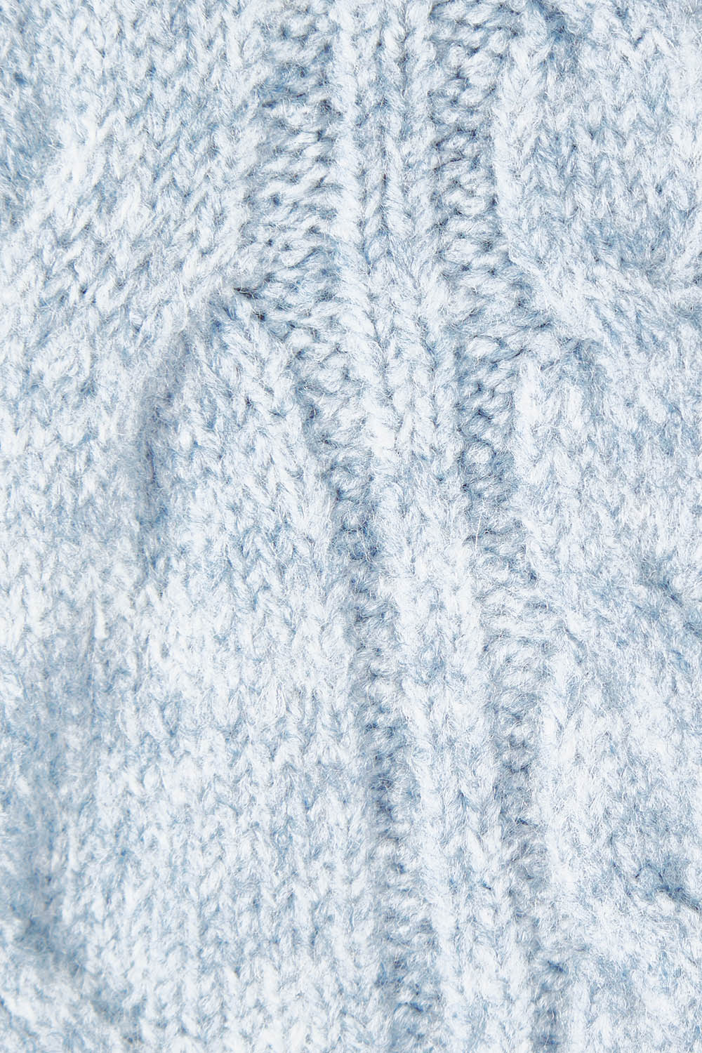 Product shot of the Marnie Cable Knit Poncho in colour Iceblue (Blue), detail
