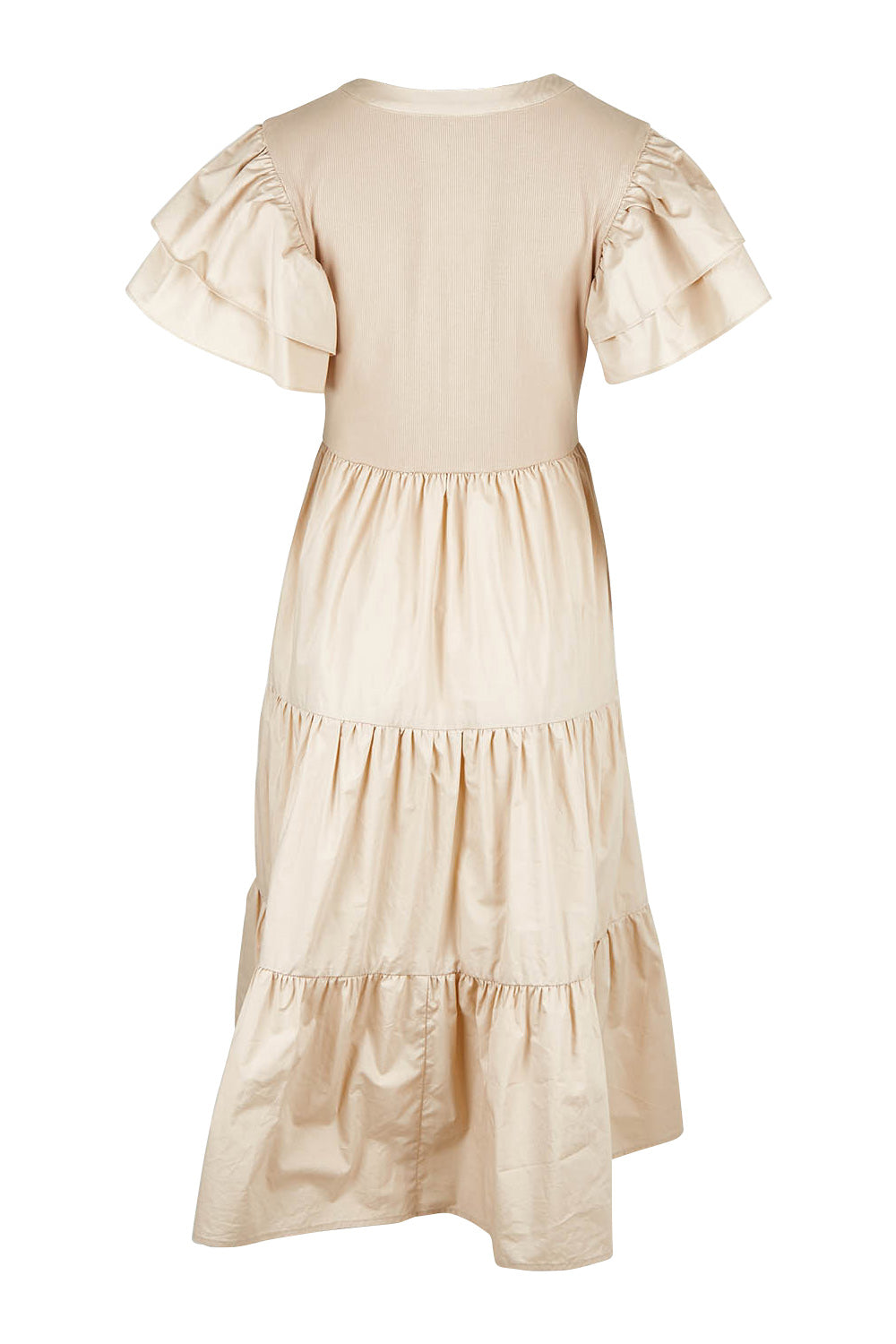 Product shot of the Bella Dress in colour Latte, from the back