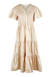 Product shot of the Bella Dress in colour Latte, from the front