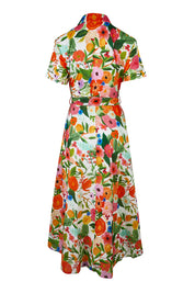 Product shot of the Rosselini Dress in colour Blossom (Green), from the back