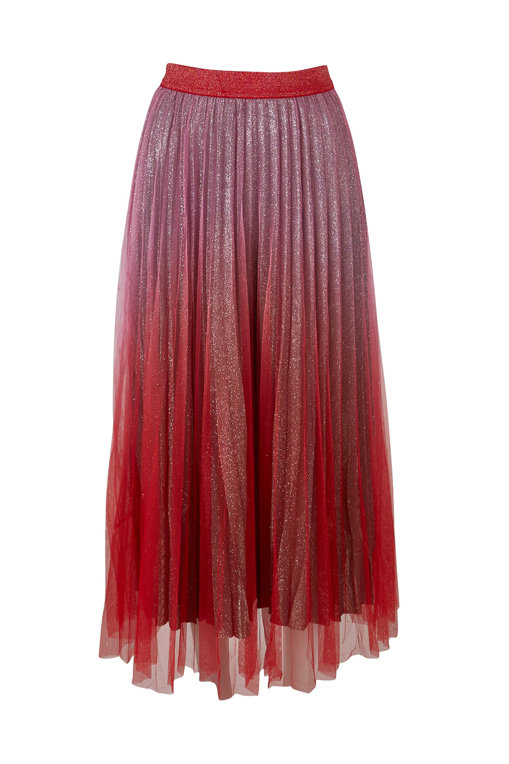 Product shot of the West End Skirt in colour Pinkred (Pink), from the front