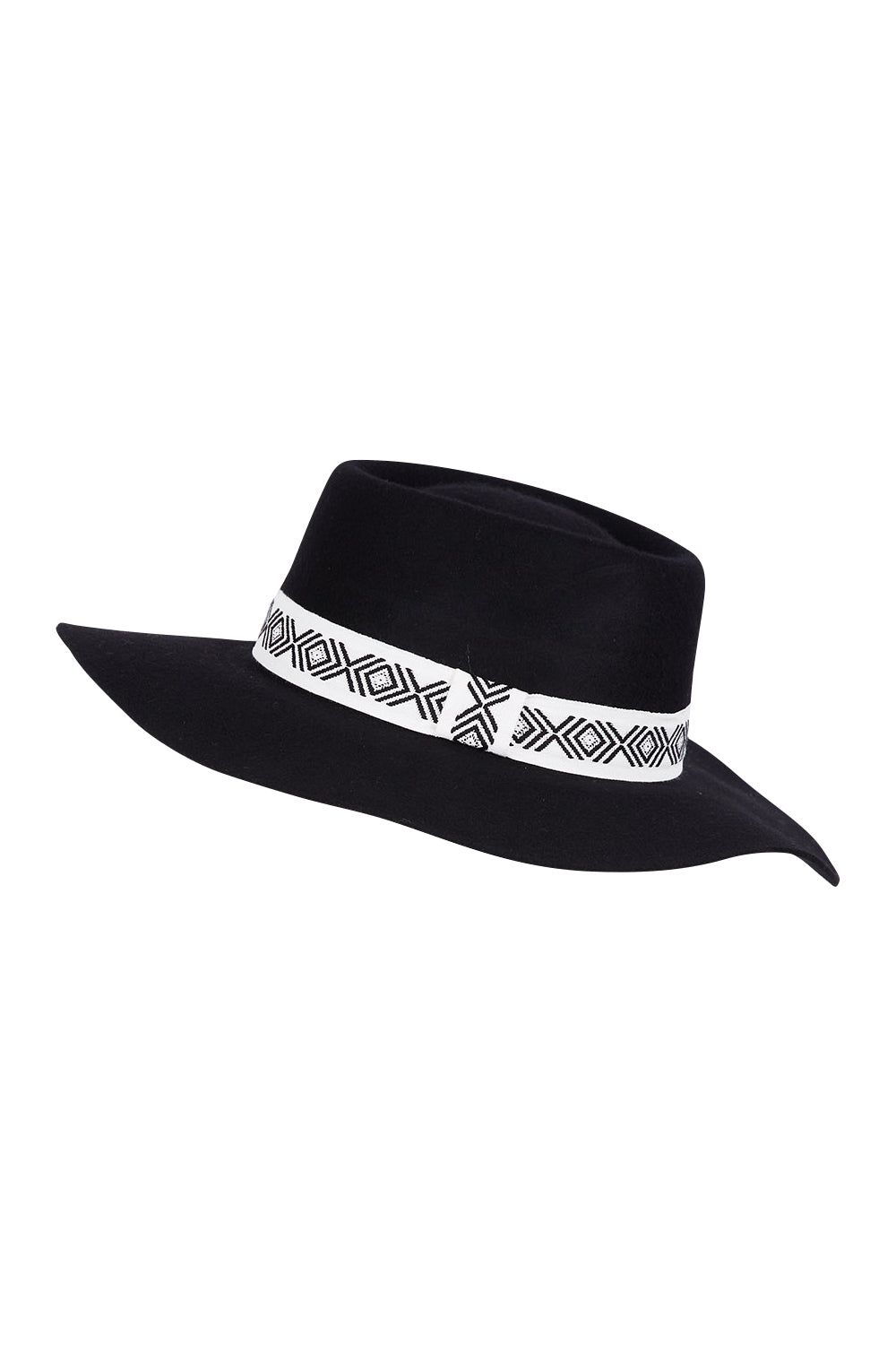 Product shot of the Desert Rancher Felt Hat in colour Black (Black), from the front