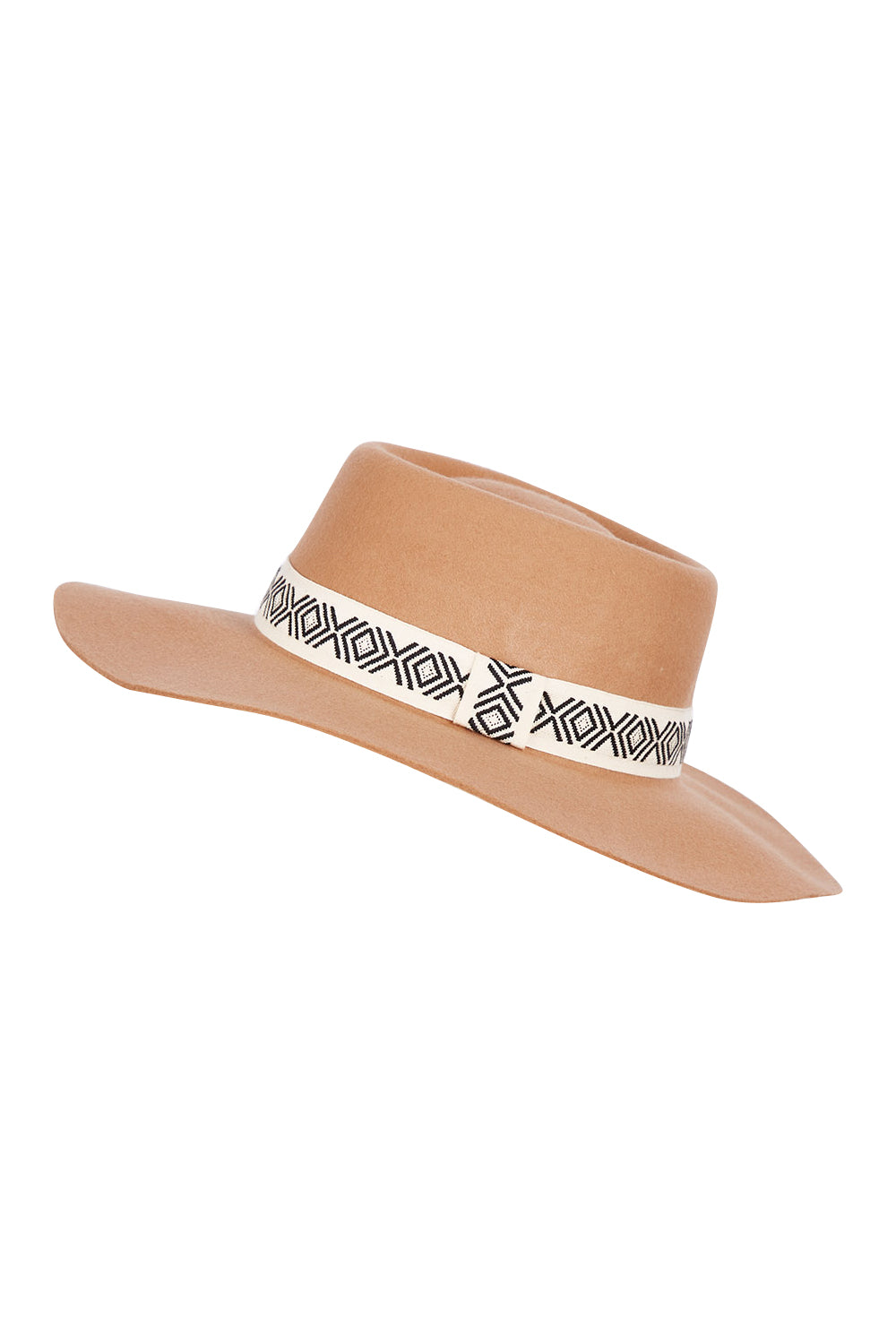 Product shot of the Desert Rancher Felt Hat in colour Tan, from the front