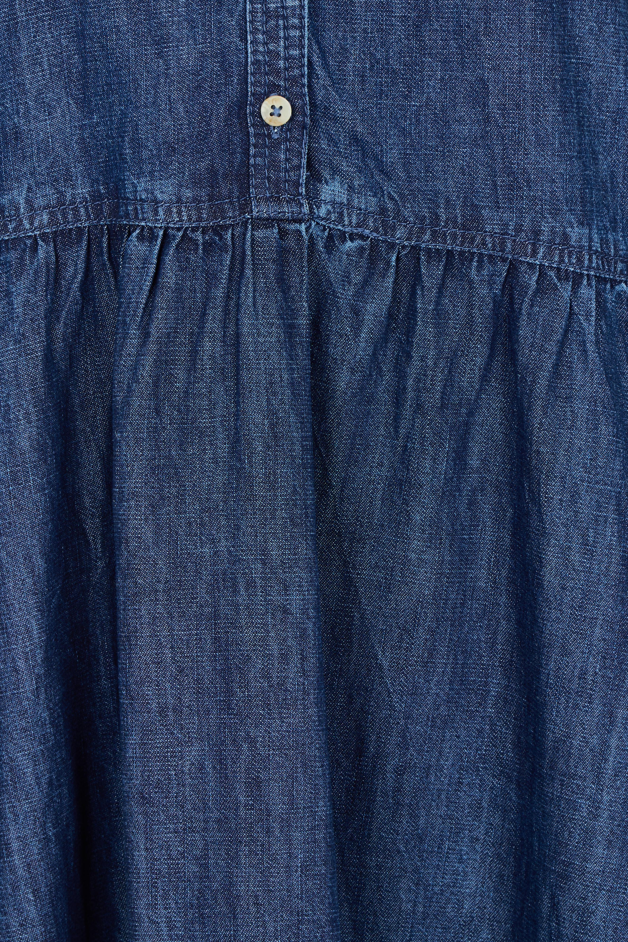 Product shot of the Ashmore Denim Dress in colour Denim (Blue), detail