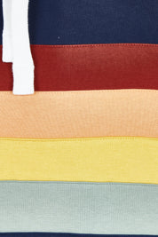 Product shot of the Elise Stripe Cotton Blend Hoodie in colour Multi (Blue), detail
