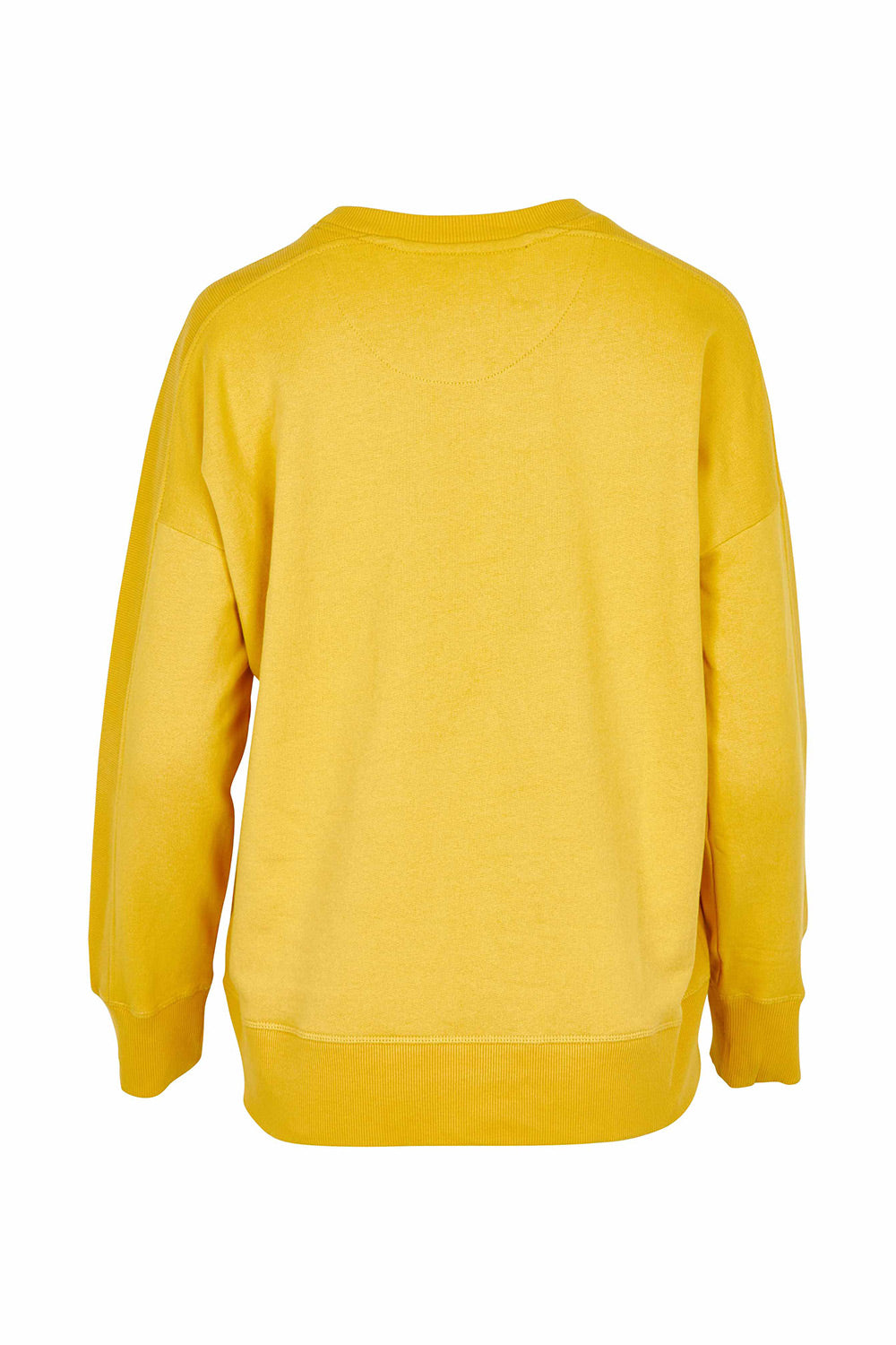 Product shot of the Star Crew Neck Cotton Sweatshirt in colour Mustard, from the back