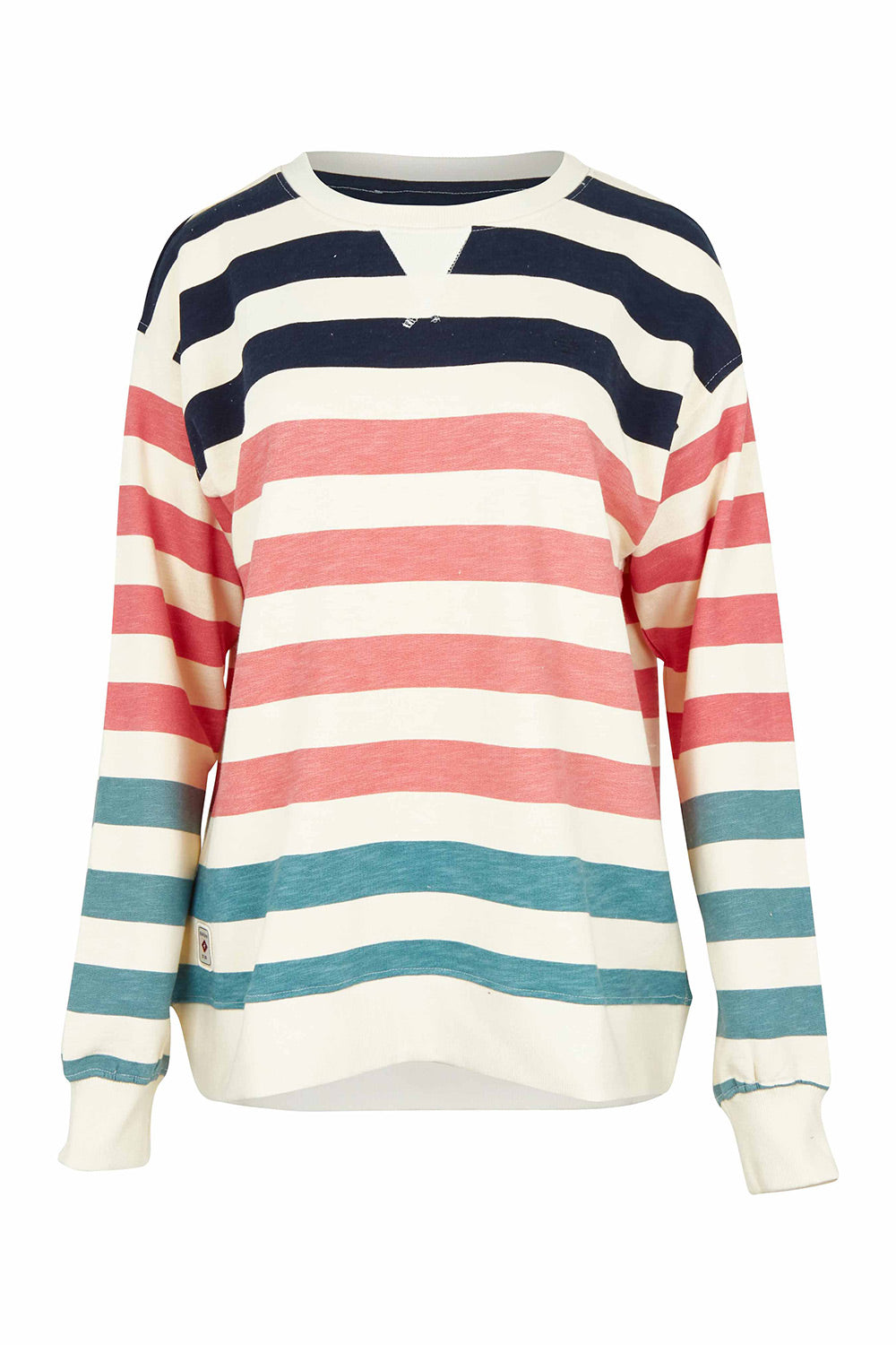 Product shot of the Stripe Crew Neck Cotton Sweatshirt in colour Multi, from the front
