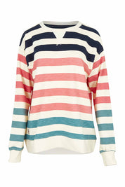Product shot of the Stripe Crew Neck Cotton Sweatshirt in colour Multi, from the front