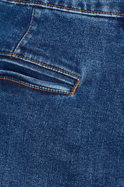 Product shot of the Wide Straight Leg Jeans in colour Denim (Blue), detail