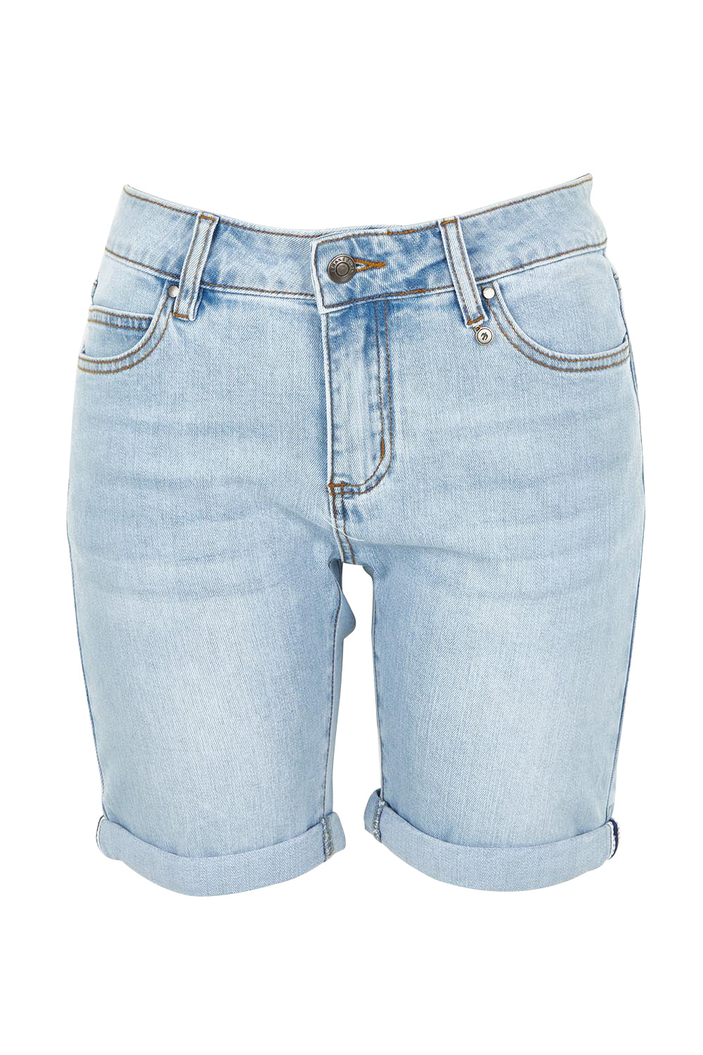 Product shot of the Slim Fit Denim Short in colour Denim (Blue), from the front