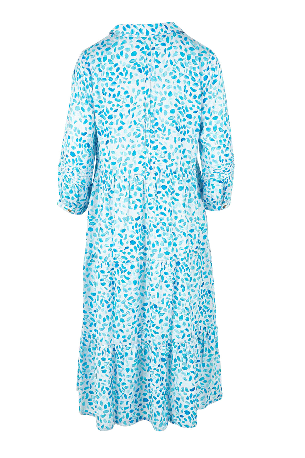 Product shot of the Sea Glitter Midi Dress in colour Blue (Blue), from the back
