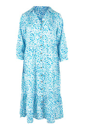 Product shot of the Sea Glitter Midi Dress in colour Blue (Blue), from the front