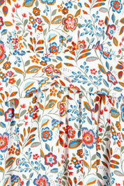 Product shot of the Cream Secret Garden Midi Dress in colour Multi, detail