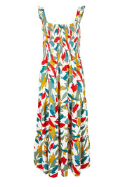 Product shot of the Falling Leaves Maxi Dress in colour Multi, from the front